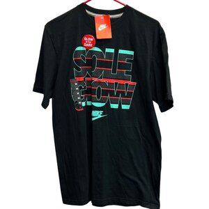 Nike Sole Glow Mens Black Tshirt Medium Glow-In-The-Dark Regular Fit 100% Cotton